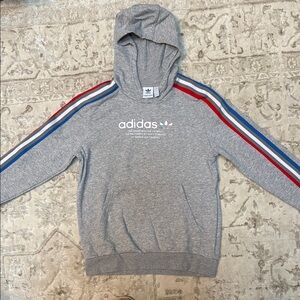 Adidas Gray and Red Athletic Sweater with Hood